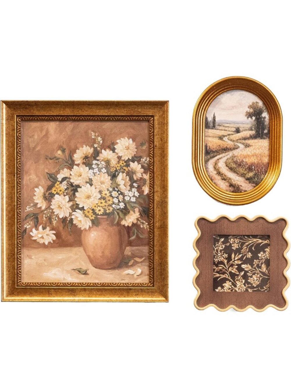 Vintage Mixed Shape Picture Frame Set - Unique Home Decor for Gallery Wall